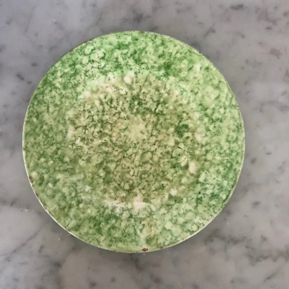 TIFFANY & CO STANGL Spongeware Hand Painted Green Caughley Plate Green  …